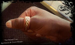 Bent Wood Ring with Braided Gold Alloy Inlay